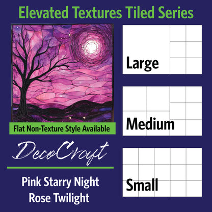 DecoCraft - Scenic Elevated Texture Tiles - Pink Starry Night - Rose Twilight