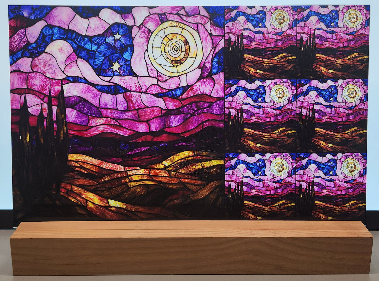 DecoCraft - Scenic Elevated Texture Tiles - Pink Starry Night - Golden Horizon