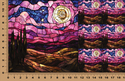 DecoCraft - Scenic Elevated Texture Tiles - Pink Starry Night - Golden Horizon