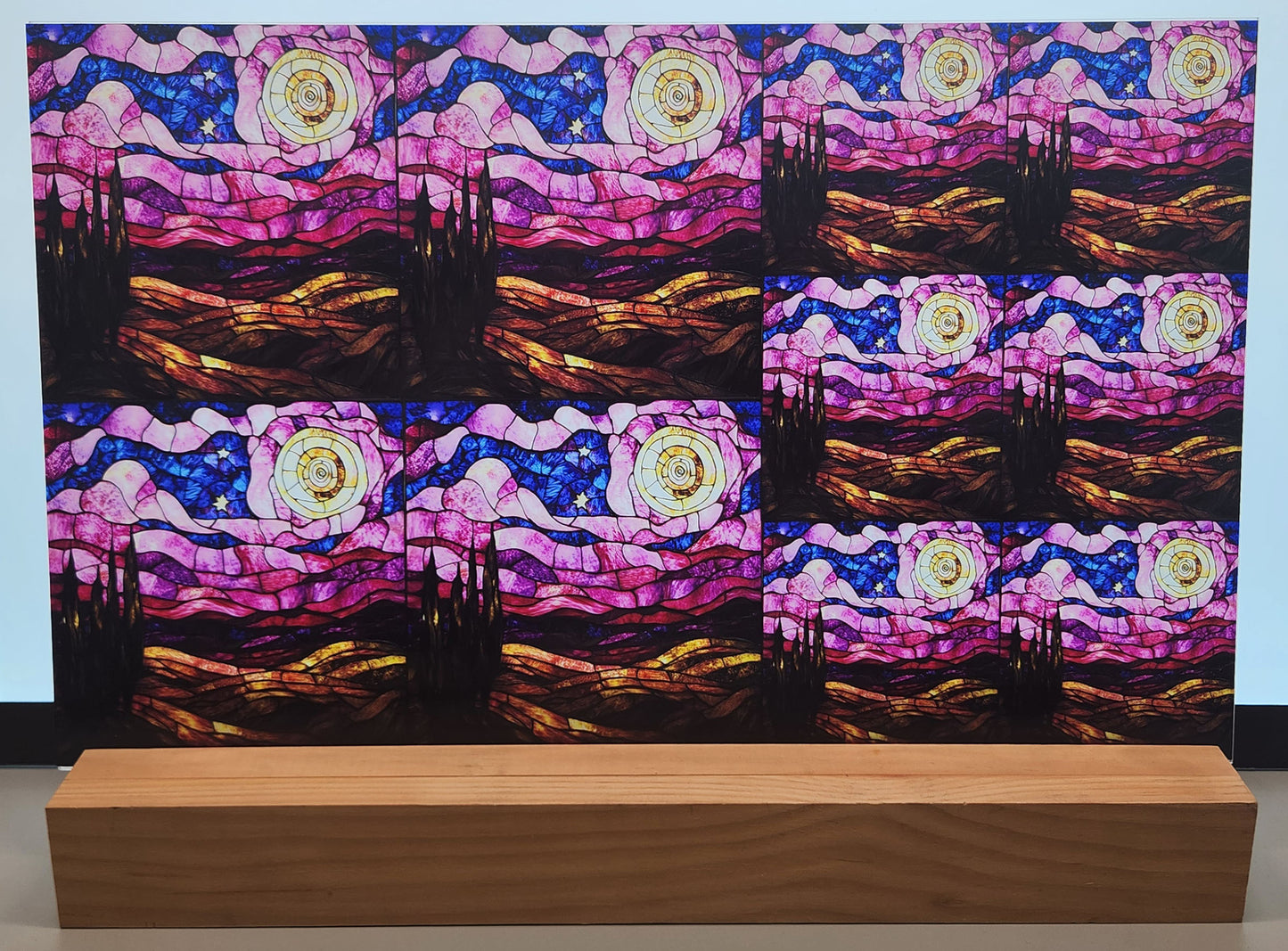 DecoCraft - Scenic Elevated Texture Tiles - Pink Starry Night - Golden Horizon