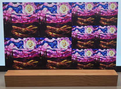 DecoCraft - Scenic Elevated Texture Tiles - Pink Starry Night - Golden Horizon