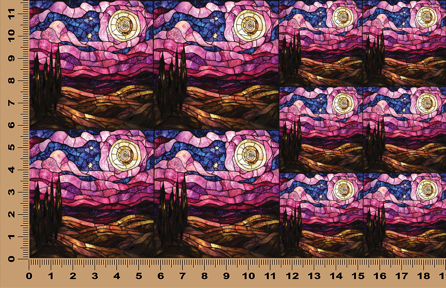 DecoCraft - Scenic Elevated Texture Tiles - Pink Starry Night - Golden Horizon