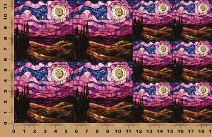 DecoCraft - Scenic Elevated Texture Tiles - Pink Starry Night - Golden Horizon