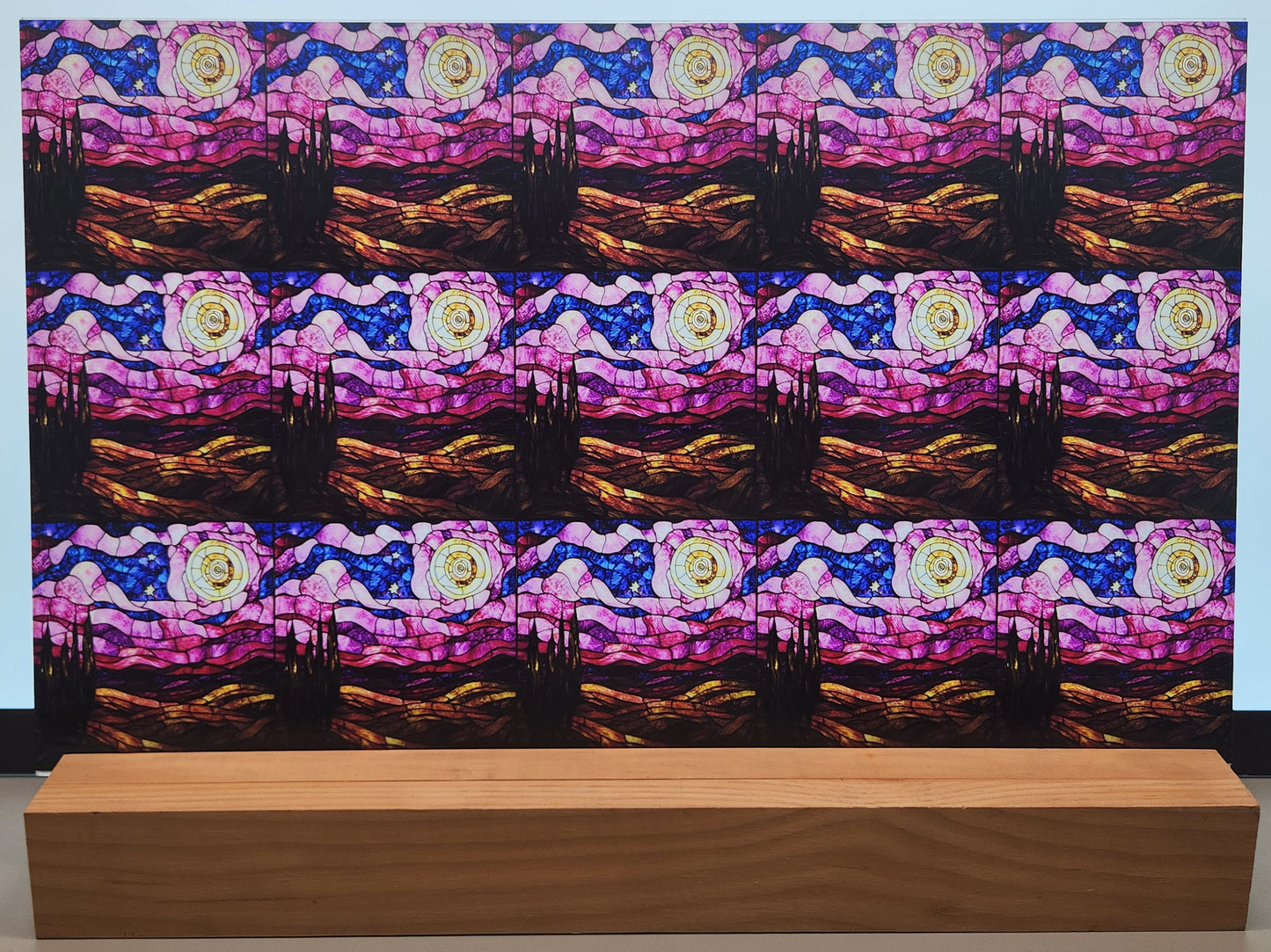 DecoCraft - Scenic Elevated Texture Tiles - Pink Starry Night - Golden Horizon