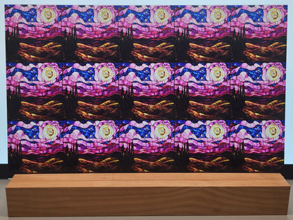 DecoCraft - Scenic Elevated Texture Tiles - Pink Starry Night - Golden Horizon