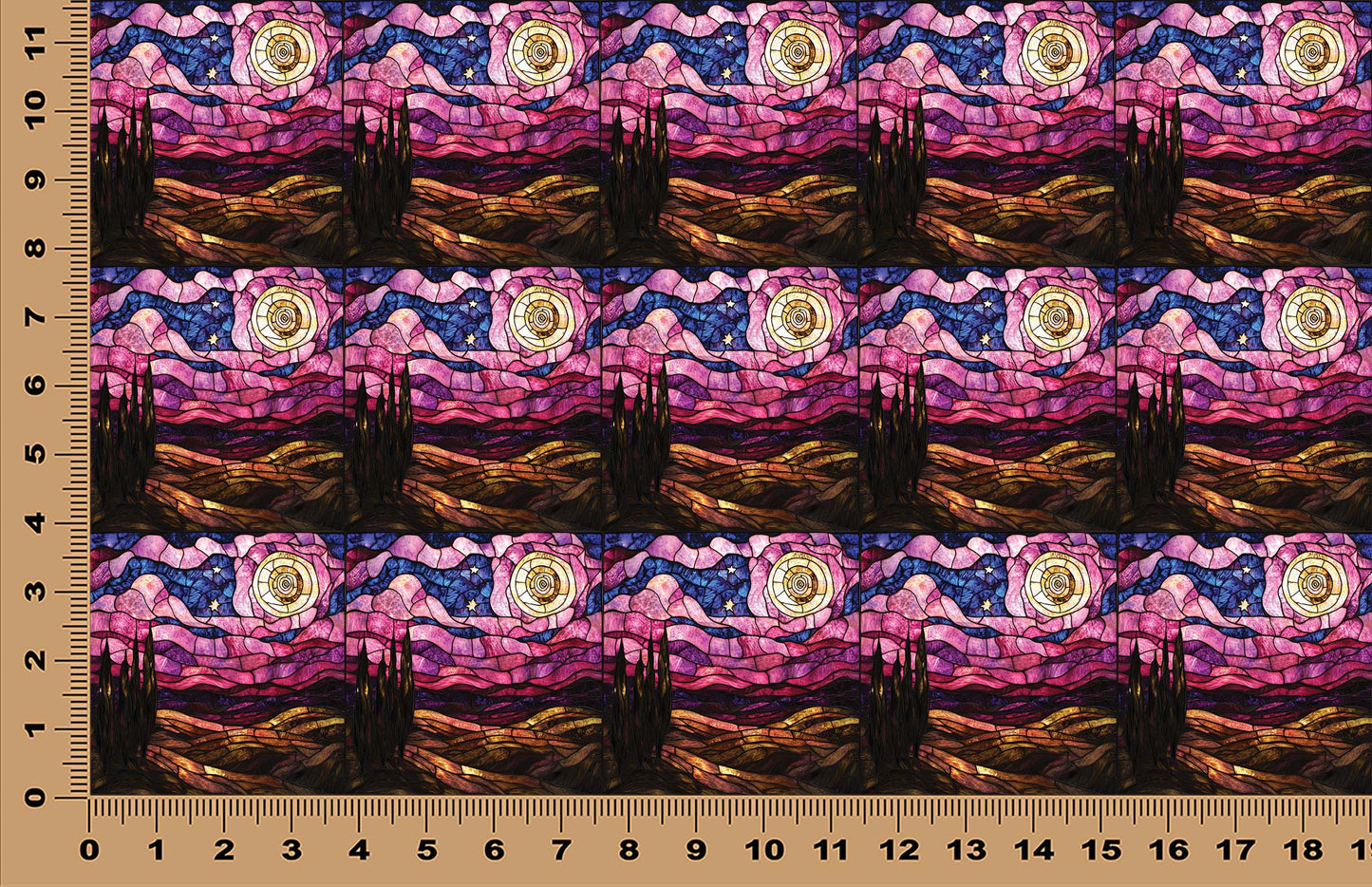 DecoCraft - Scenic Elevated Texture Tiles - Pink Starry Night - Golden Horizon