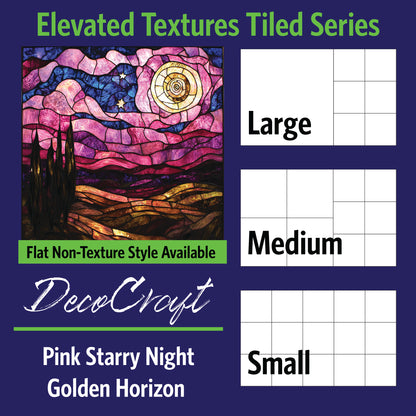 DecoCraft - Scenic Elevated Texture Tiles - Pink Starry Night - Golden Horizon