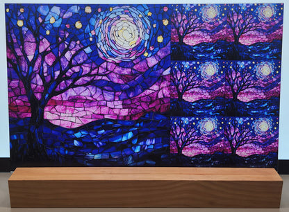 DecoCraft - Scenic Elevated Texture Tiles - Pink Starry Night - Starlit Forest