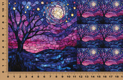 DecoCraft - Scenic Elevated Texture Tiles - Pink Starry Night - Starlit Forest