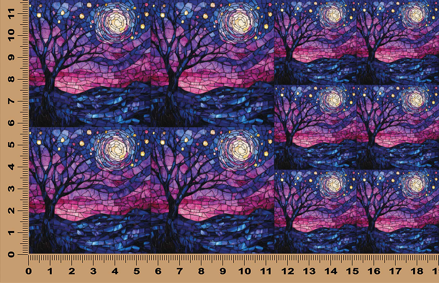 DecoCraft - Scenic Elevated Texture Tiles - Pink Starry Night - Starlit Forest