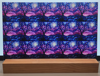 DecoCraft - Scenic Elevated Texture Tiles - Pink Starry Night - Starlit Forest