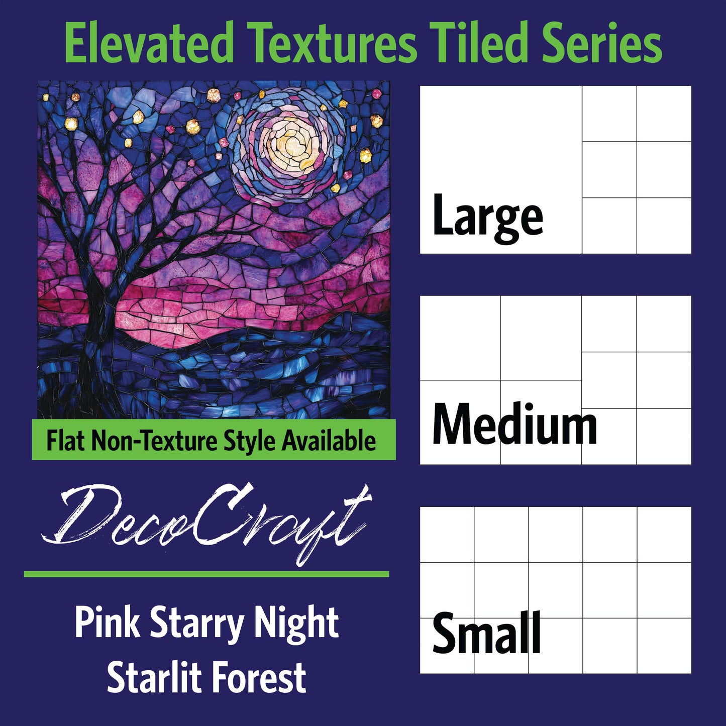 DecoCraft - Scenic Elevated Texture Tiles - Pink Starry Night - Starlit Forest