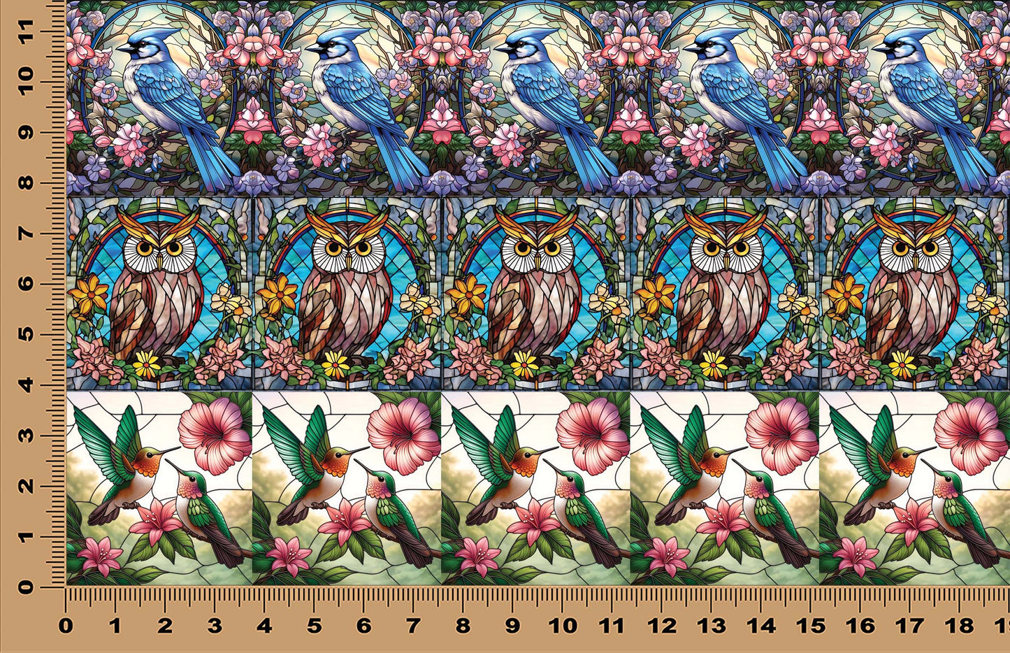 DecoCraft - Scenic Elevated Texture Tiles - Realistic Stained Glass - Spring Blooming Birds