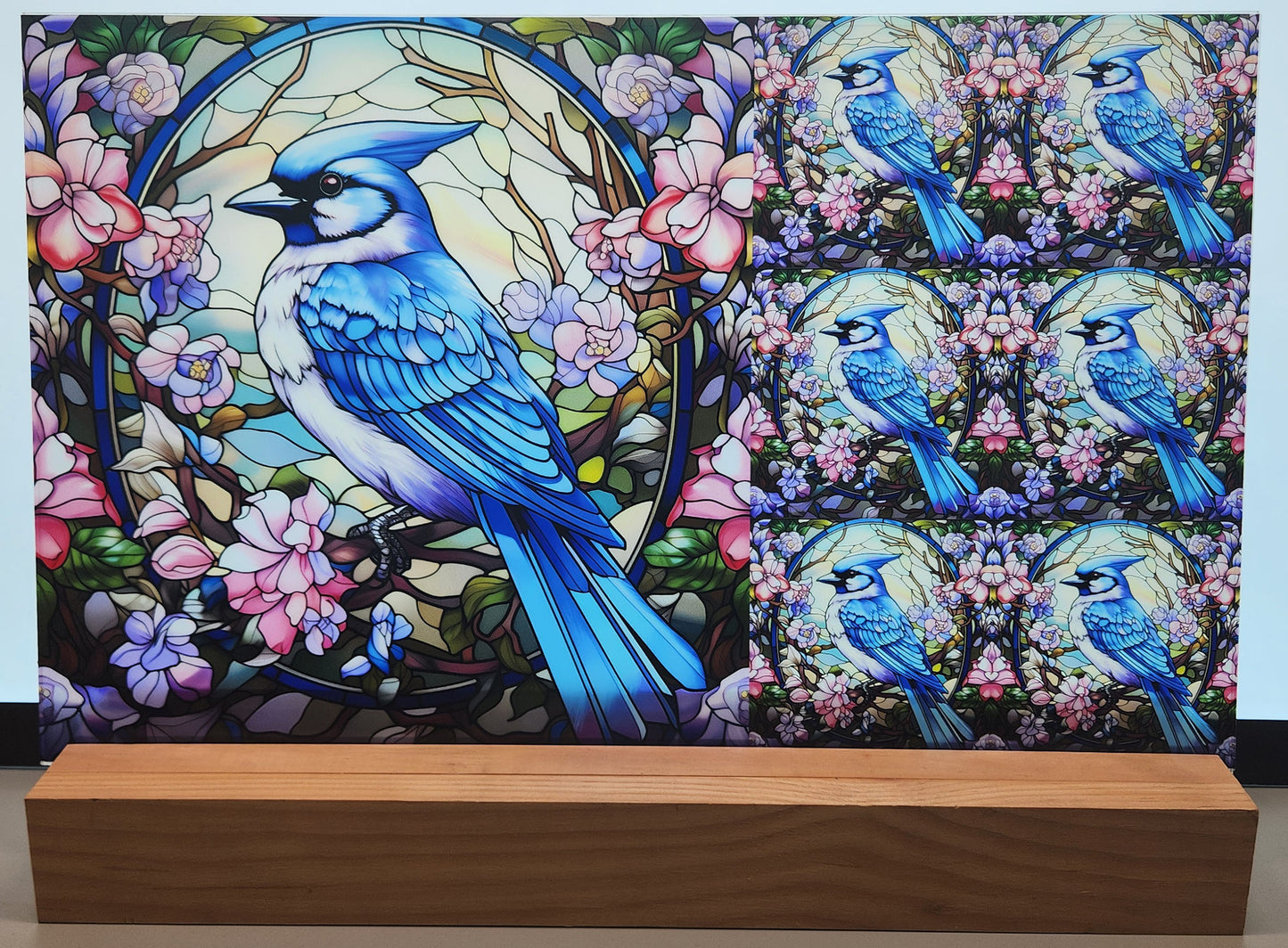 DecoCraft - Scenic Elevated Texture Tiles - Spring Blooming Birds - Blue Jay