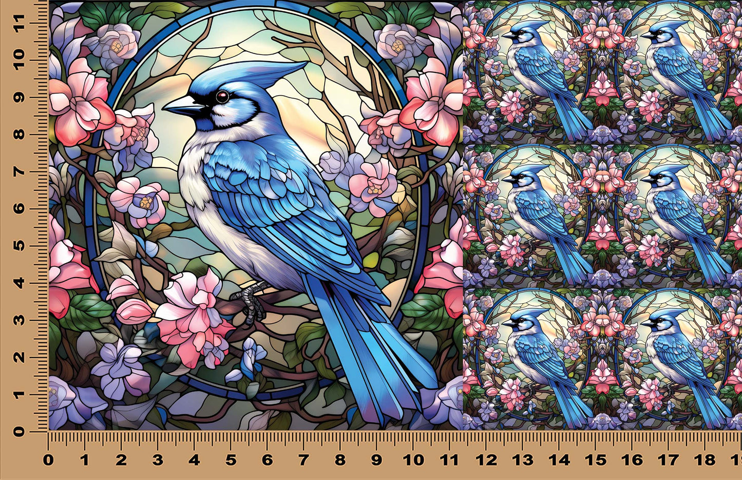 DecoCraft - Scenic Elevated Texture Tiles - Spring Blooming Birds - Blue Jay