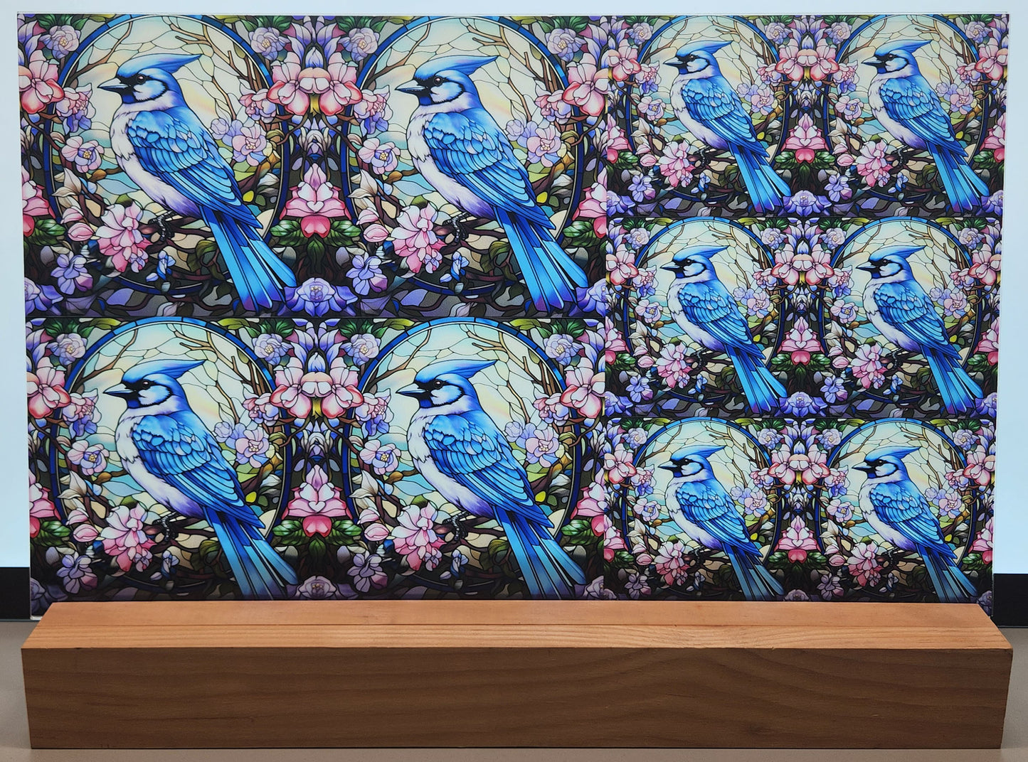 DecoCraft - Scenic Elevated Texture Tiles - Spring Blooming Birds - Blue Jay