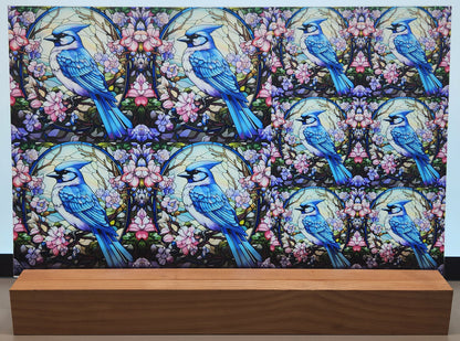 DecoCraft - Scenic Elevated Texture Tiles - Spring Blooming Birds - Blue Jay