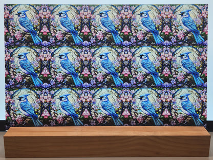DecoCraft - Scenic Elevated Texture Tiles - Spring Blooming Birds - Blue Jay