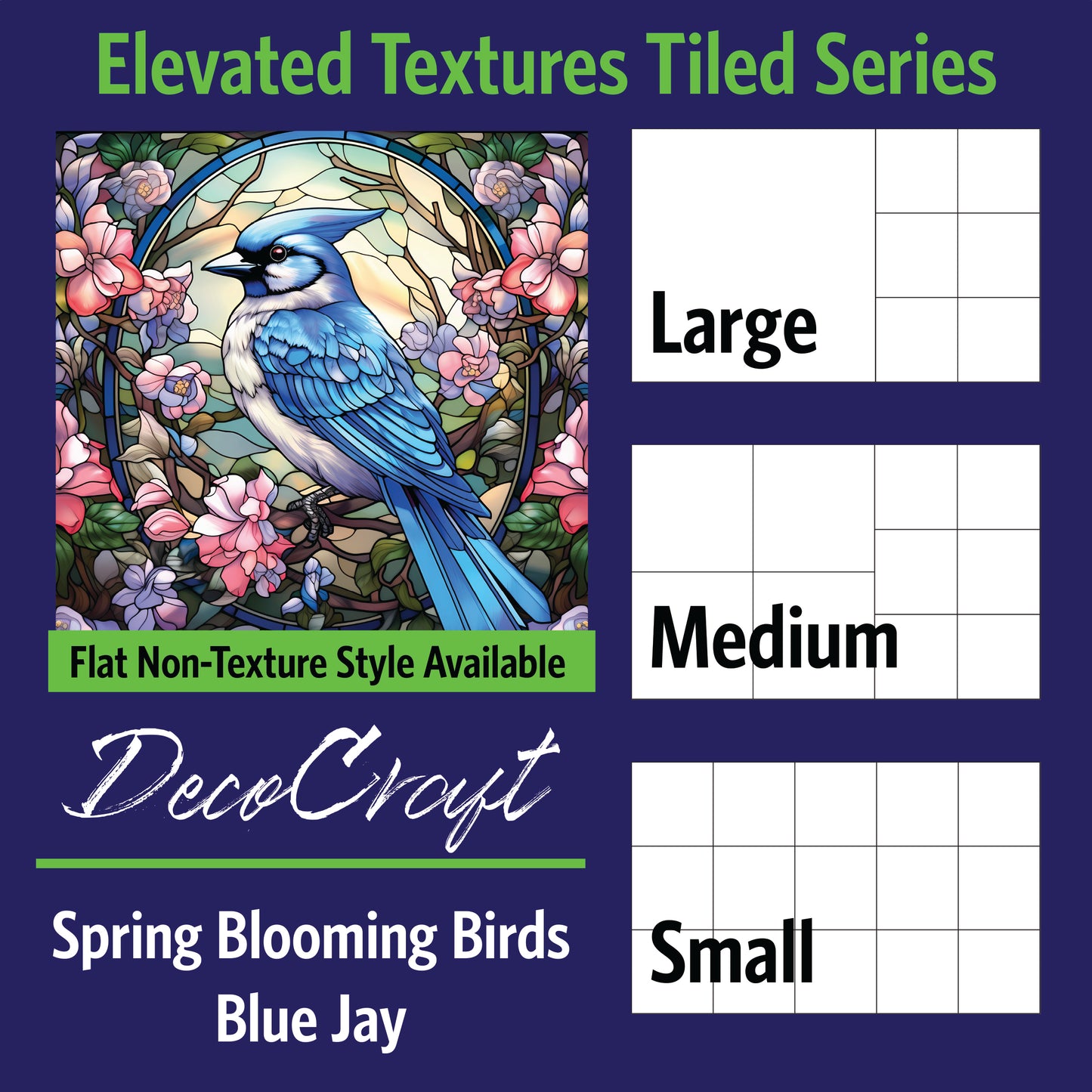 DecoCraft - Scenic Elevated Texture Tiles - Spring Blooming Birds - Blue Jay