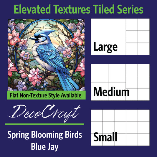 DecoCraft - Scenic Elevated Texture Tiles - Spring Blooming Birds - Blue Jay