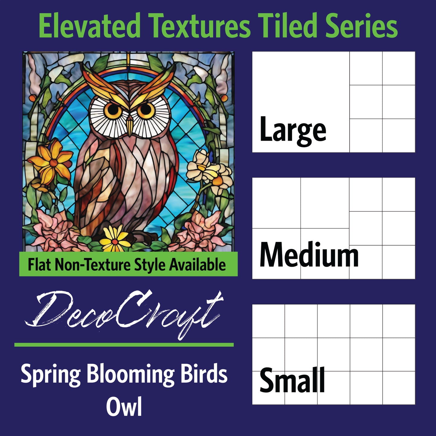 DecoCraft - Scenic Elevated Texture Tiles - Spring Blooming Birds - Owl
