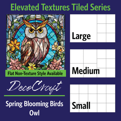 DecoCraft - Scenic Elevated Texture Tiles - Spring Blooming Birds - Owl