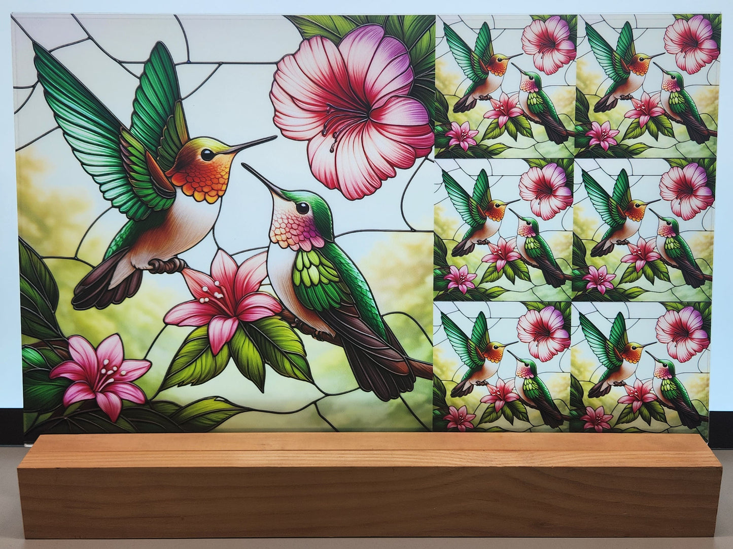 DecoCraft - Scenic Elevated Texture Tiles - Spring Blooming Birds - Humming Birds