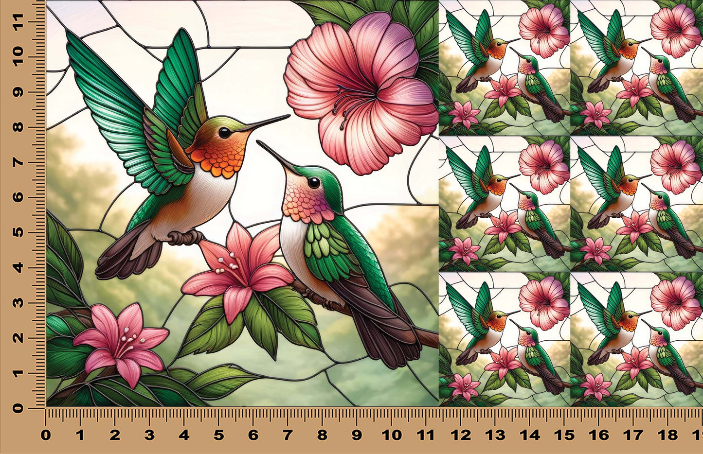 DecoCraft - Scenic Elevated Texture Tiles - Spring Blooming Birds - Humming Birds