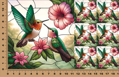 DecoCraft - Scenic Elevated Texture Tiles - Spring Blooming Birds - Humming Birds