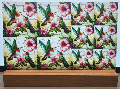 DecoCraft - Scenic Elevated Texture Tiles - Spring Blooming Birds - Humming Birds