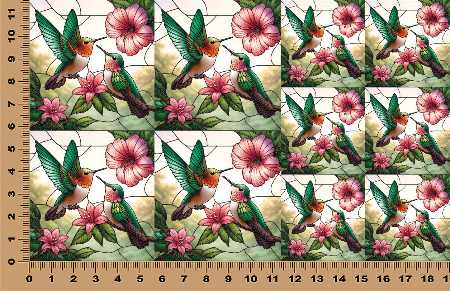 DecoCraft - Scenic Elevated Texture Tiles - Spring Blooming Birds - Humming Birds