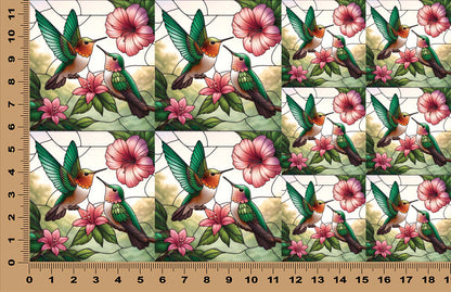 DecoCraft - Scenic Elevated Texture Tiles - Spring Blooming Birds - Humming Birds