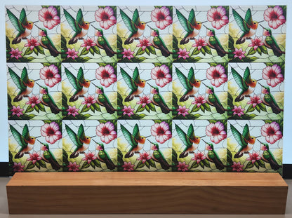 DecoCraft - Scenic Elevated Texture Tiles - Spring Blooming Birds - Humming Birds