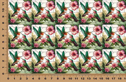 DecoCraft - Scenic Elevated Texture Tiles - Spring Blooming Birds - Humming Birds