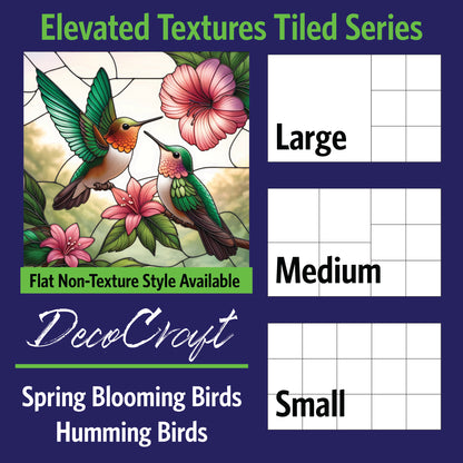 DecoCraft - Scenic Elevated Texture Tiles - Spring Blooming Birds - Humming Birds