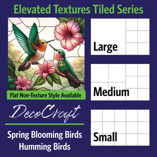DecoCraft - Scenic Elevated Texture Tiles - Spring Blooming Birds - Humming Birds