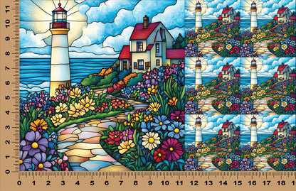 DecoCraft - Scenic Elevated Texture Tiles - Spring Coastal Lighthouses - Cliffside Beacon