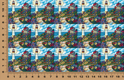 DecoCraft - Scenic Elevated Texture Tiles - Spring Coastal Lighthouses - Cliffside Beacon