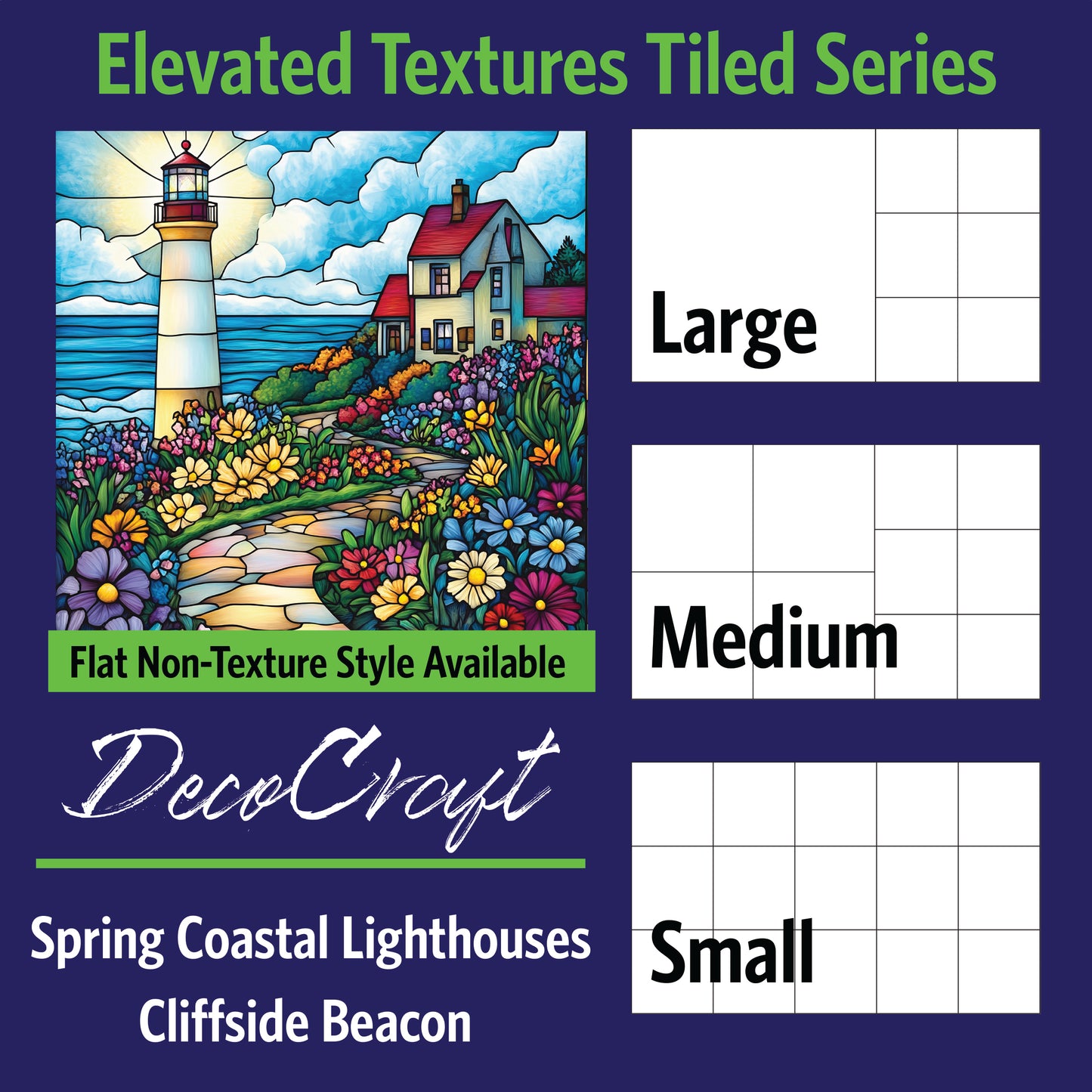 DecoCraft - Scenic Elevated Texture Tiles - Spring Coastal Lighthouses - Cliffside Beacon