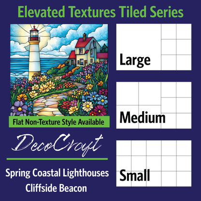 DecoCraft - Scenic Elevated Texture Tiles - Spring Coastal Lighthouses - Cliffside Beacon