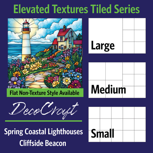DecoCraft - Scenic Elevated Texture Tiles - Spring Coastal Lighthouses - Cliffside Beacon
