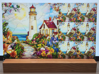 DecoCraft - Scenic Elevated Texture Tiles - Spring Coastal Lighthouses - Harbor Light Cottage