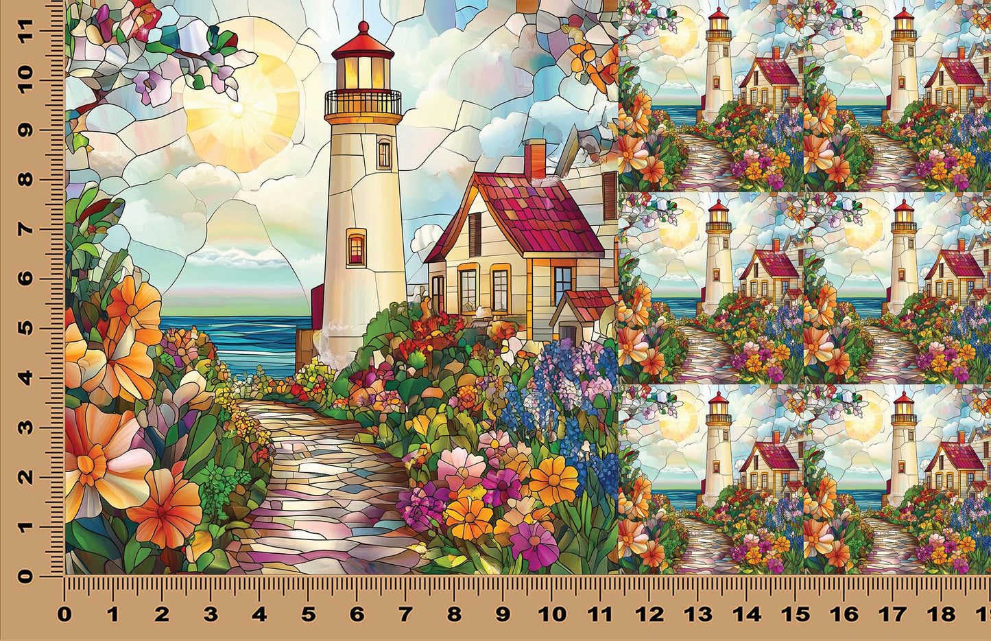 DecoCraft - Scenic Elevated Texture Tiles - Spring Coastal Lighthouses - Harbor Light Cottage