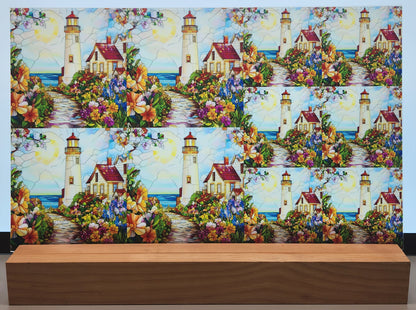 DecoCraft - Scenic Elevated Texture Tiles - Spring Coastal Lighthouses - Harbor Light Cottage