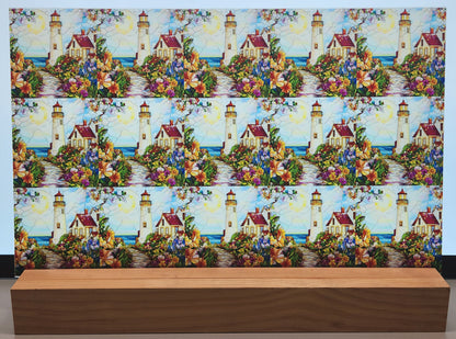 DecoCraft - Scenic Elevated Texture Tiles - Spring Coastal Lighthouses - Harbor Light Cottage