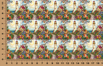 DecoCraft - Scenic Elevated Texture Tiles - Spring Coastal Lighthouses - Harbor Light Cottage