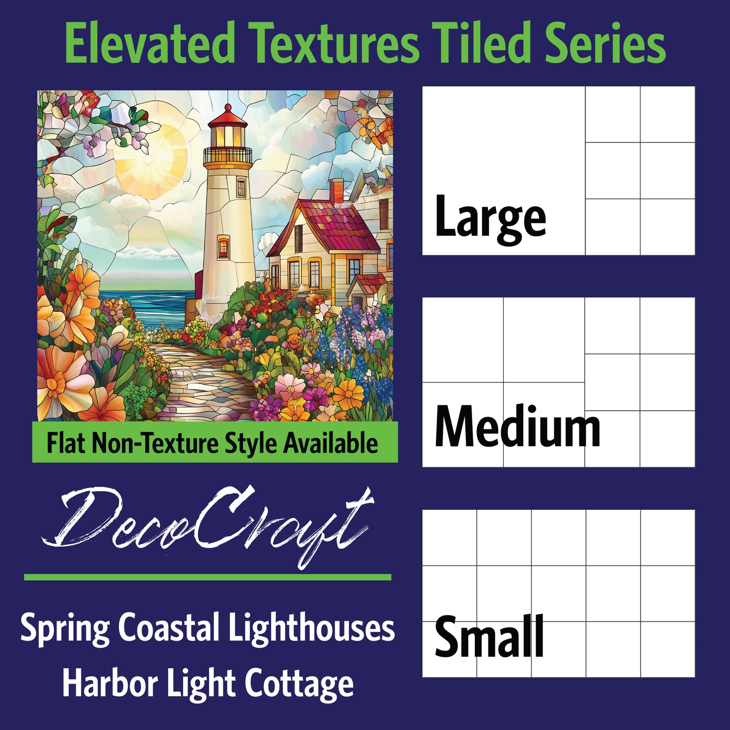DecoCraft - Scenic Elevated Texture Tiles - Spring Coastal Lighthouses - Harbor Light Cottage