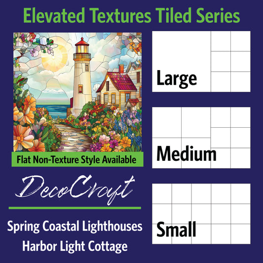 DecoCraft - Scenic Elevated Texture Tiles - Spring Coastal Lighthouses - Harbor Light Cottage