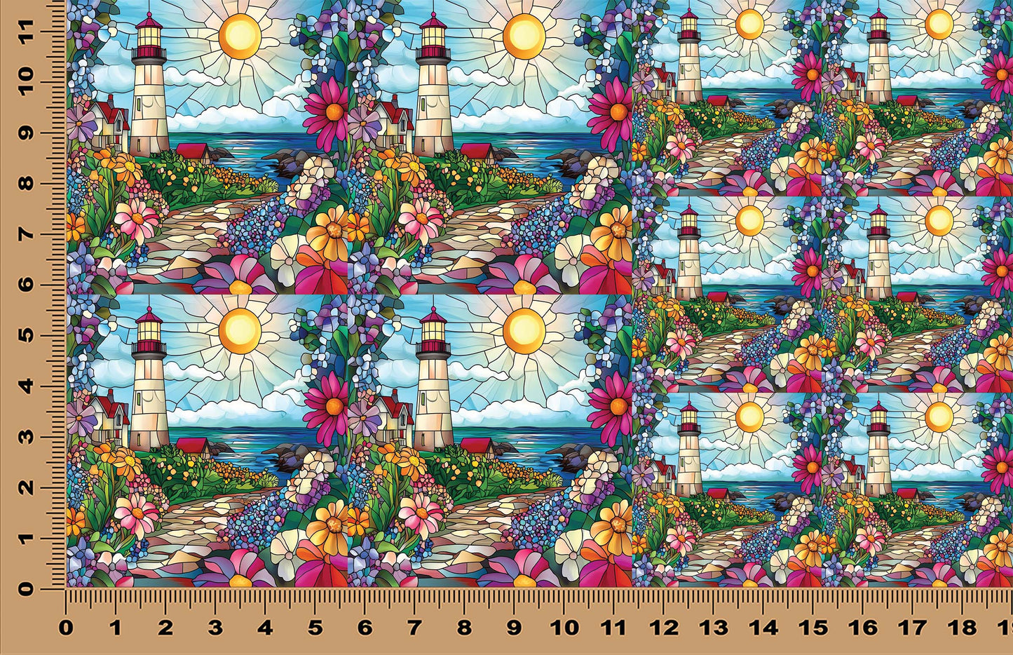 DecoCraft - Scenic Elevated Texture Tiles - Realistic Stained Glass - Spring Coastal Lighthouses - Sunlit Shoreline