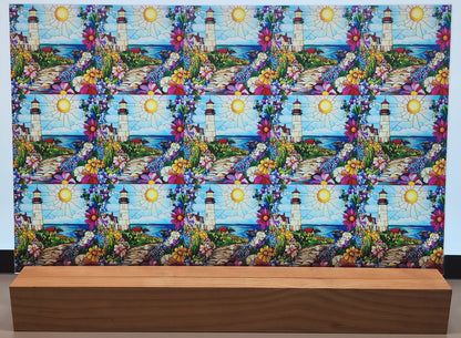 DecoCraft - Scenic Elevated Texture Tiles - Realistic Stained Glass - Spring Coastal Lighthouses - Sunlit Shoreline